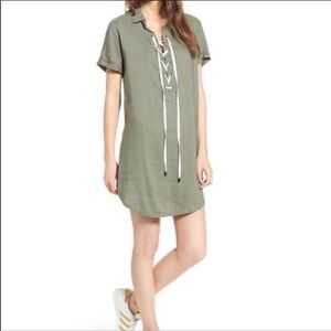 Rails Rocky Linen Lace Up Dress Sage Size Small